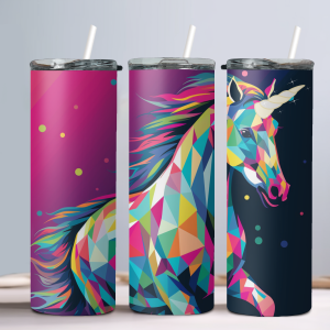 Cubist Unicorn (Design 151) - 20oz Straight Tumbler w/ Straw