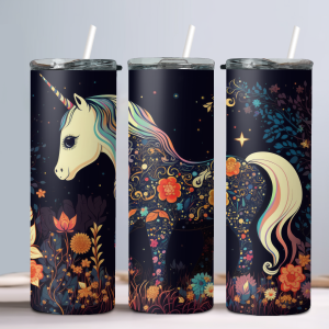 Whimisical Unicorn (Design 23) - 20oz Straight Tumbler w/ Straw