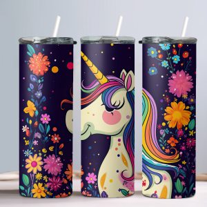 Whimisical Unicorn (Design 9) - 20oz Straight Tumbler w/ Straw