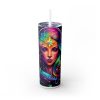 Virgo (Neon Design) - 20oz Straight Tumbler w/ Straw - Image 3