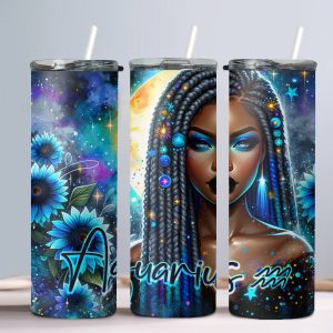 Aquarius (Black Woman) - 20oz Straight Tumbler w/ Straw