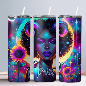 Aries (Black Woman) - 20oz Straight Tumbler w/ Straw