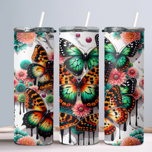 3D Butterflies (Design 5) - 20oz Straight Tumbler w/ Straw