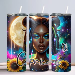 Capricorn (Black Woman) - 20oz Straight Tumbler w/ Straw