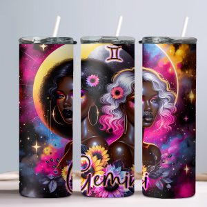 Gemini (Black Woman) - 20oz Straight Tumbler w/ Straw
