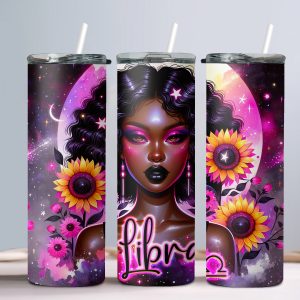 Libra (Black Woman) - 20oz Straight Tumbler w/ Straw