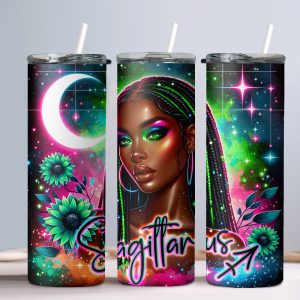 Sagittarius (Black Woman) - 20oz Straight Tumbler w/ Straw