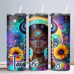 Taurus (Black Woman) - 20oz Straight Tumbler w/ Straw