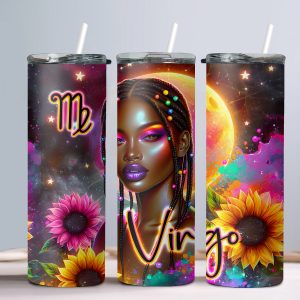 Virgo (Black Woman) - 20oz Straight Tumbler w/ Straw