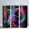 Aries (Neon Design) - 20oz Straight Tumbler w/ Straw