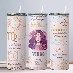 Virgo (Affirmation Design) - 20oz Straight Tumbler w/ Straw