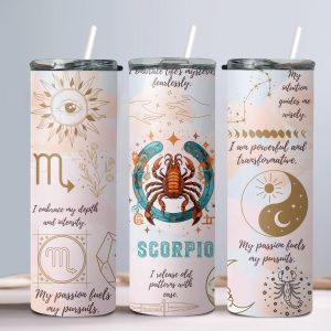 Scorpio (Affirmation Design) - 20oz Straight Tumbler w/ Straw