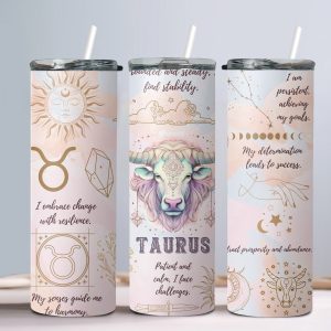 Taurus (Affirmation Design) - 20oz Straight Tumbler w/ Straw