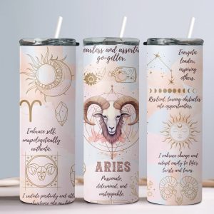 Aries (Affirmation Design) - 20oz Straight Tumbler w/ Straw
