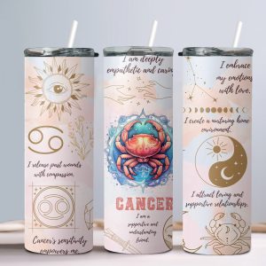 Cancer (Affirmation Design) - 20oz Straight Tumbler w/ Straw