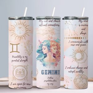 Gemini (Affirmation Design) - 20oz Straight Tumbler w/ Straw