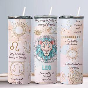 Leo (Affirmation Design) - 20oz Straight Tumbler w/ Straw