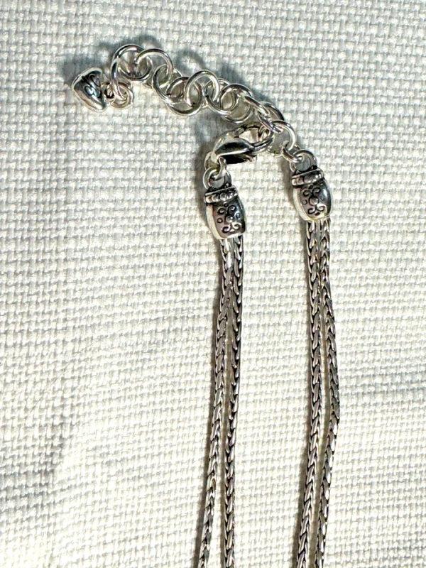 Vtg BRIGHTON Deco Lace Silver Plate Reversible 2-Strand Necklace