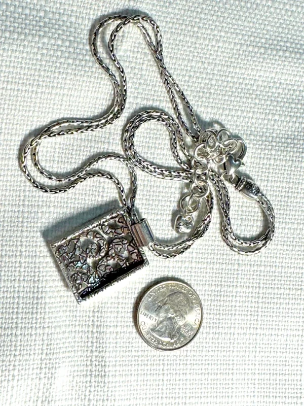 Vtg BRIGHTON Deco Lace Silver Plate Reversible 2-Strand Necklace