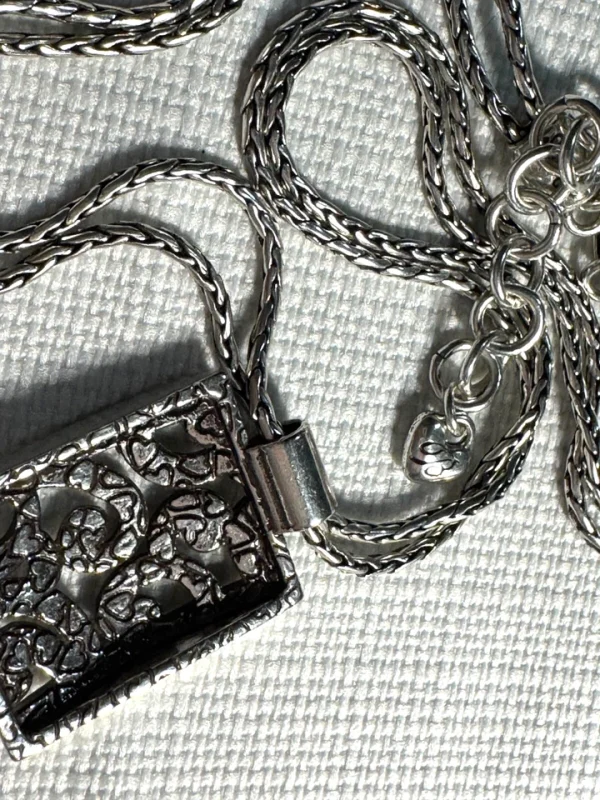 Vtg BRIGHTON Deco Lace Silver Plate Reversible 2-Strand Necklace