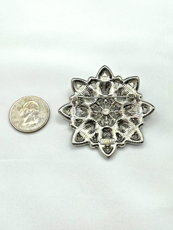 Vtg Monet Blue & Clear Rhinestone Flower Brooch Pin Vibrant Stunning