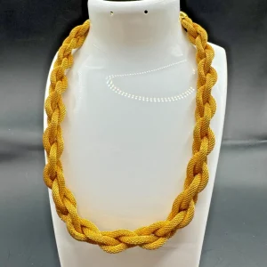 Vtg Monet Choker Mesh Braided 16" Statement Necklace Collar Gold Tone