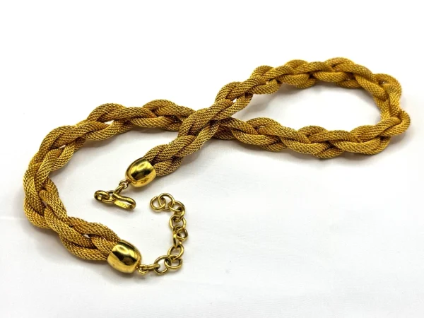 Vtg Monet Choker Mesh Braided 16" Statement Necklace Collar Gold Tone