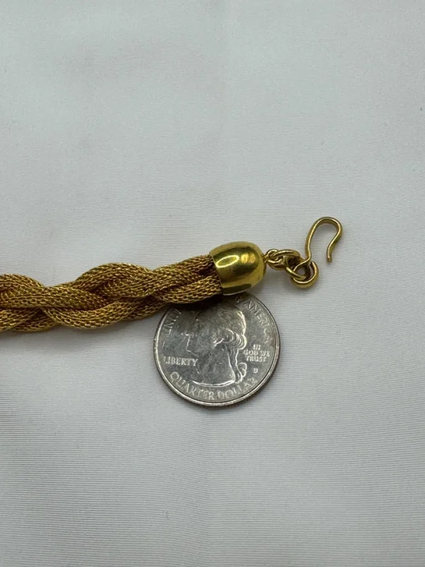 Vtg Monet Choker Mesh Braided 16" Statement Necklace Collar Gold Tone