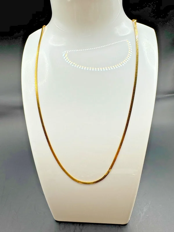 Vtg Monet Gold Tone Herringbone Snake Chain 24" Necklace