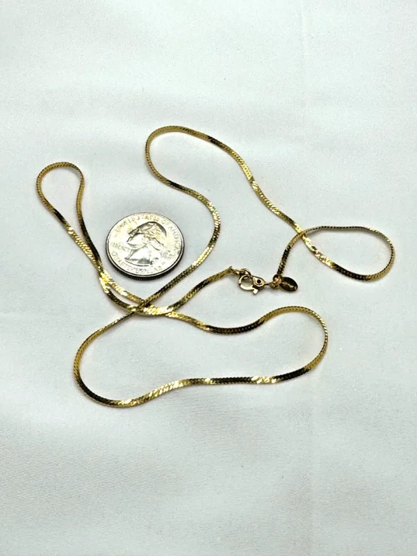 Vtg Monet Gold Tone Herringbone Snake Chain 24" Necklace