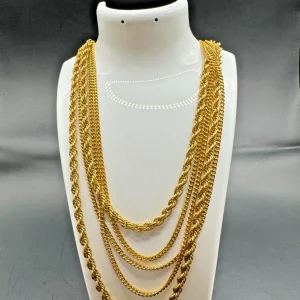 Vtg Monet Signed Gold Tone 5 Strand Chain Cascading 24" Necklace Box Clasp