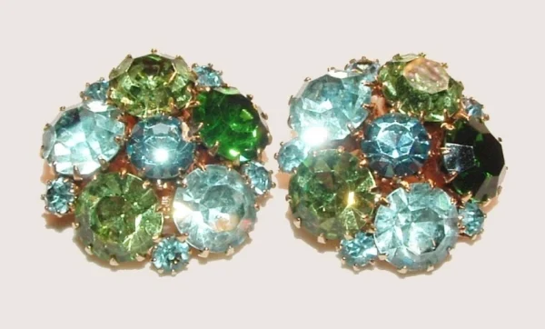 ARKE Blue Green Brooch & Earring Set Demi Parure - Image 3