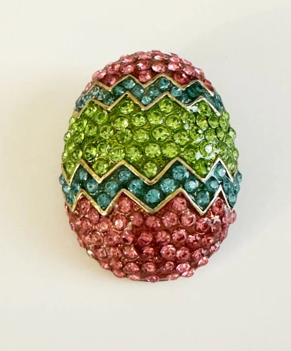 Multi-Color Pavé Rhinestone EGG Brooch