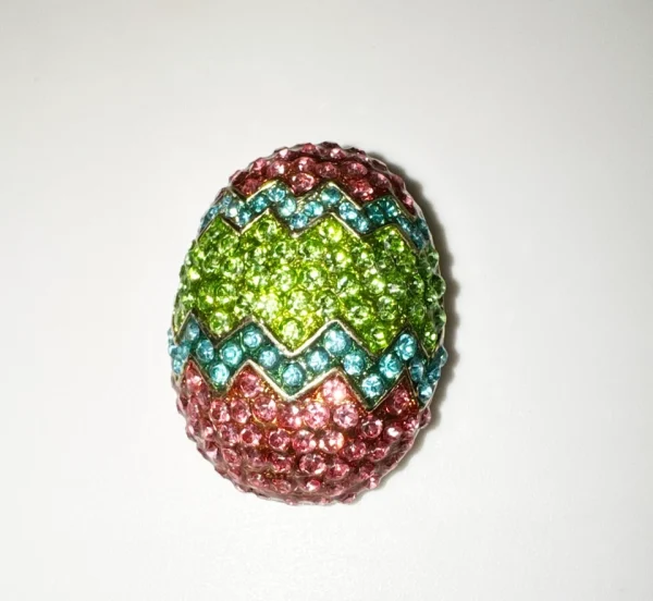 Multi-Color Pavé Rhinestone EGG Brooch - Image 2