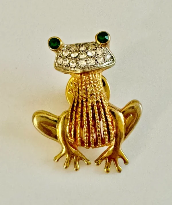 FROG w/ Pavé Rhinestones Gold Tone Brooch Pin - Image 2