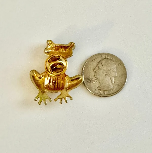 FROG w/ Pavé Rhinestones Gold Tone Brooch Pin - Image 3