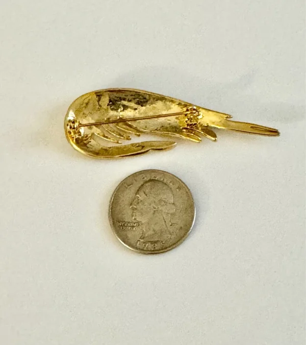 Shrimp Shellfish Genuine Austrian Crystals Pin Brooch - Image 3