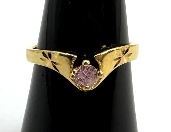 Vtg Gold Tone COP 1988 Castings On Parade Pink Crystal Ring Sz 7