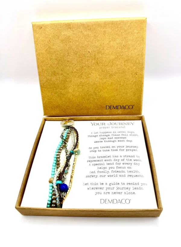 DEMDACO Your Journey Prayer Cross Bracelet Turquoise Multi-Strand Beads NIB