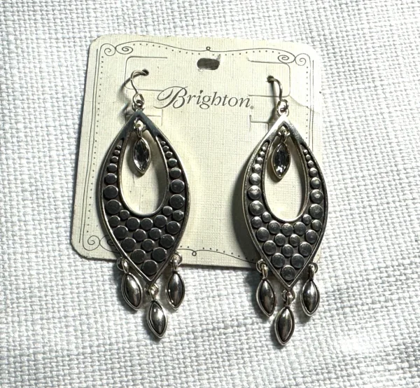 Brighton PEBBLE DISC Marquise Statement Earrings French Wire NWT