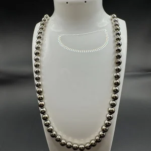 Vtg NAPIER Silver Tone BALL BEAD Silver Tone 24" NECKLACE