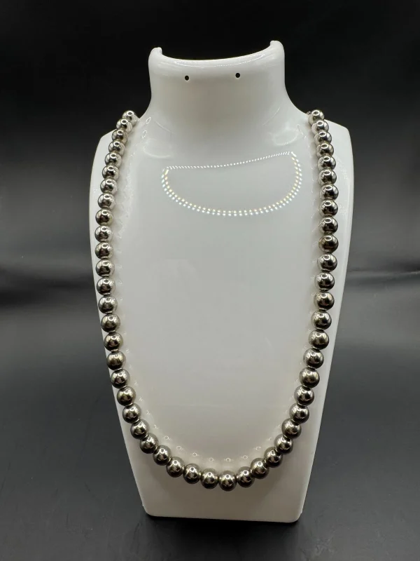 Vtg NAPIER Silver Tone BALL BEAD Silver Tone 24" NECKLACE
