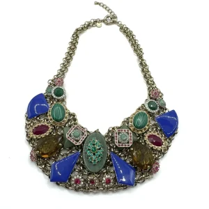 ZOE and SYD Enamel, Rhinstones & CABOCHON Gemstones 18" STATEMENT Necklace