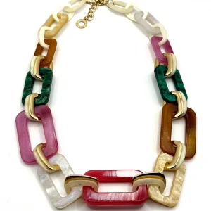 Rush by Denis & Charles Chunky Acrylic Necklace Multicolor For Spring & Summer 24"