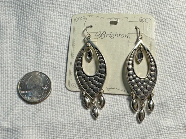 Brighton PEBBLE DISC Marquise Statement Earrings French Wire NWT