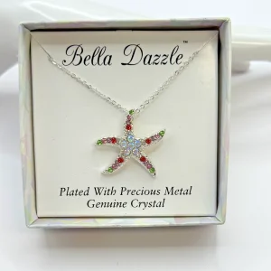 Bella Dazzle Genuince Crystal Silve Tone STARFISH 19" Necklace