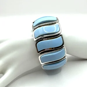 1950's Lucite Accordion Expansion Cuff Blue Stamped - Japan