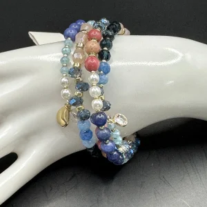 LOFT Signed Infinity Multi Coil Crystal & Semi-Precious Bracelet NWT
