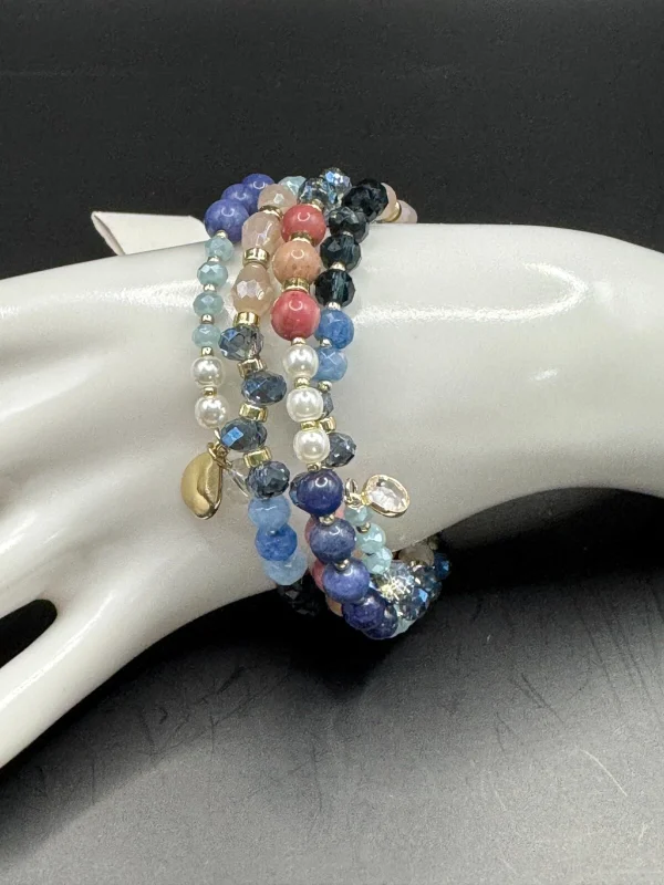 LOFT Signed Infinity Multi Coil Crystal & Semi-Precious Bracelet NWT