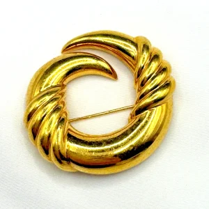 Vtg Napier Swirl Brooch Modernist Gold Tone